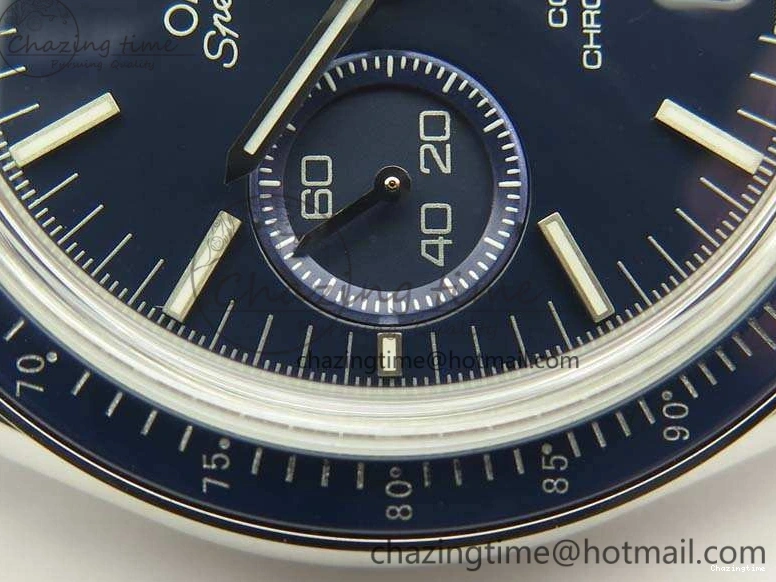 0519 SpeedMaster MoonWatch SS OMF 1:1 Best Edition Blue Dial On Leather Strap A9300 V FreshLook 8087